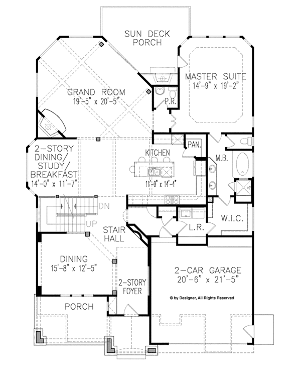 House Plan Design - Craftsman Floor Plan - Main Floor Plan #54-350