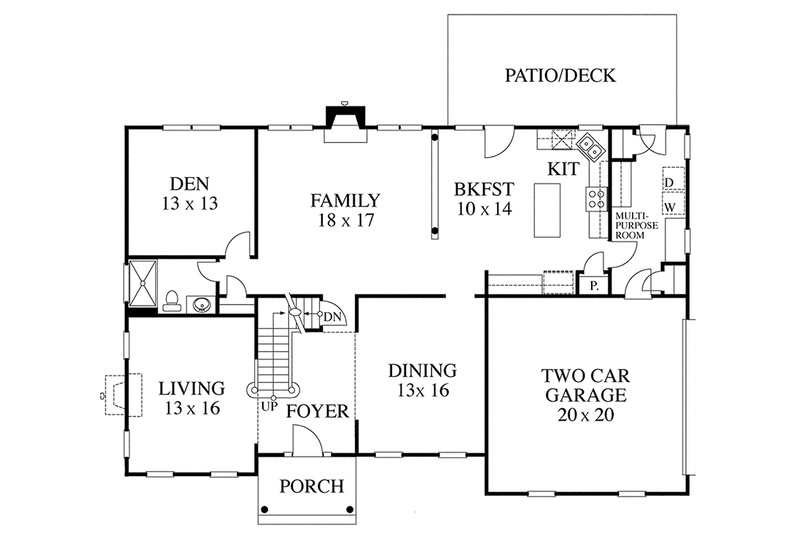 Architectural House Design - Floor Plan - Main Floor for Colonial House Plan #1053-61 - 3 bed, 3 bath