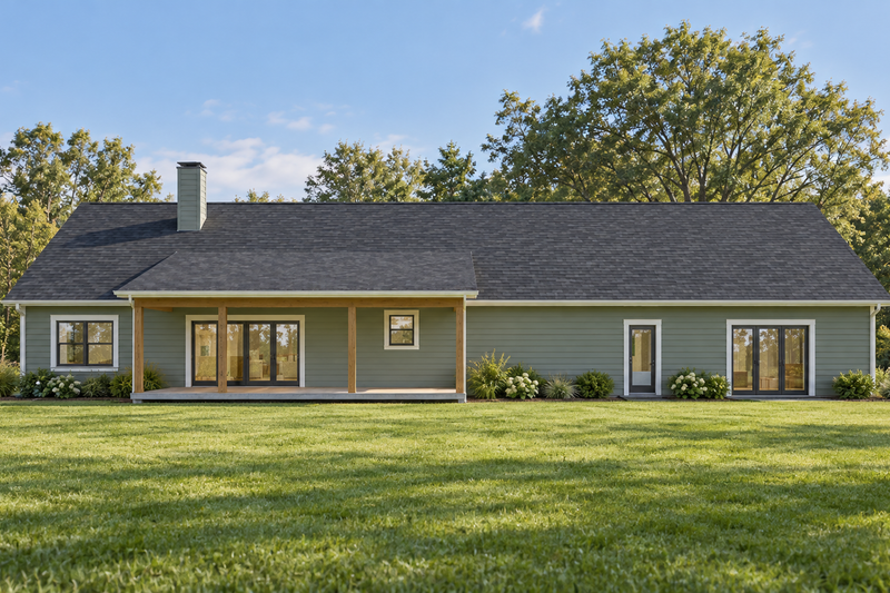 House Blueprint - Exterior - Rear Elevation 1 for Farmhouse House Plan #923-520 - 4 bed, 3 bath