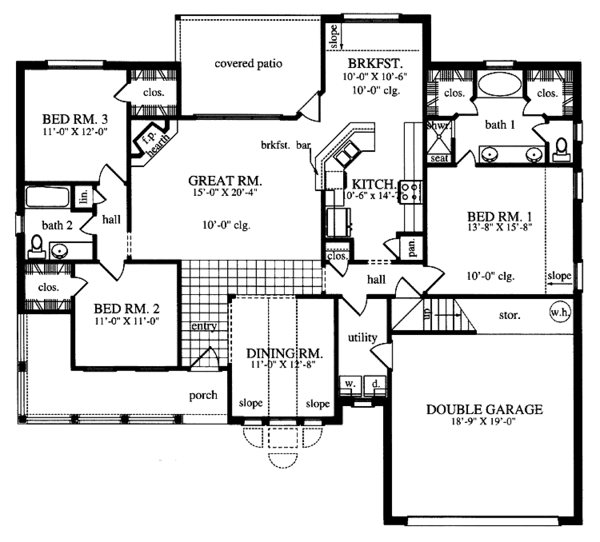 Architectural House Design - Country Floor Plan - Main Floor Plan #42-556