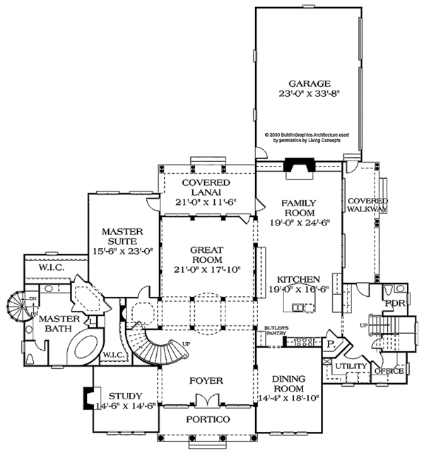 Architectural House Design - Mediterranean Floor Plan - Main Floor Plan #453-383