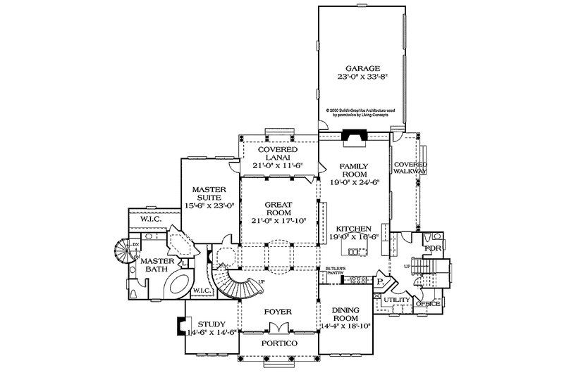 Home Plan - Floor Plan - Main Floor for Mediterranean House Plan #453-383 - 5 bed, 5.5 bath