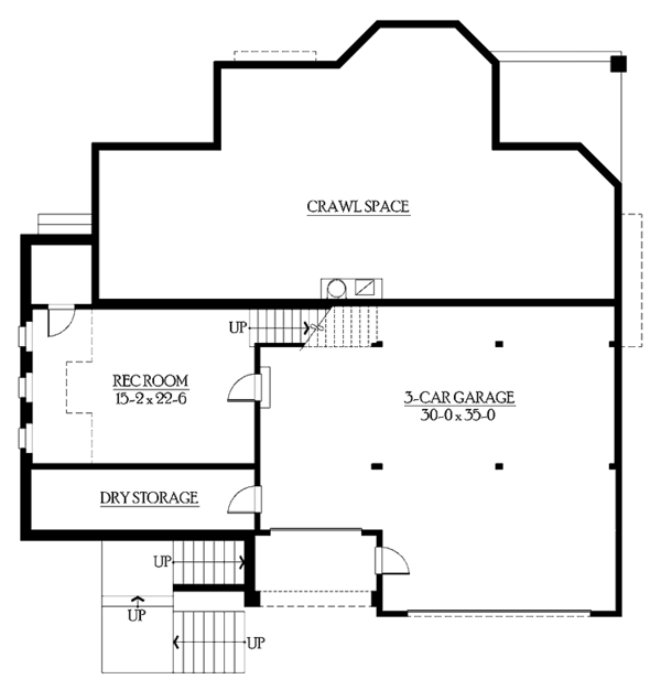 Craftsman Floor Plan - Lower Floor Plan #132-334