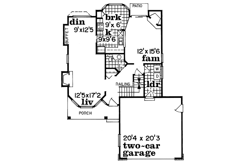 Home Plan - Floor Plan - Main Floor for Contemporary House Plan #47-1046 - 3 bed, 2.5 bath