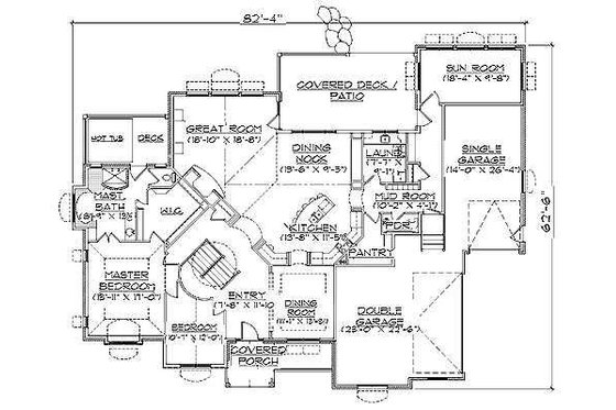 Floor Plan - Main Floor for European House Plan #5-229 - 3 bed, 2 bath