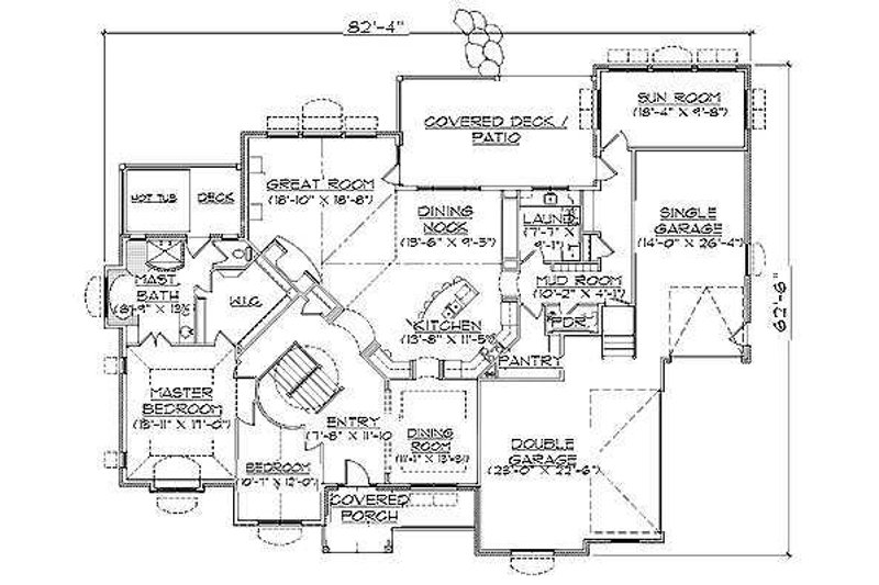 Architectural House Design - Floor Plan - Main Floor for European House Plan #5-229 - 3 bed, 2 bath