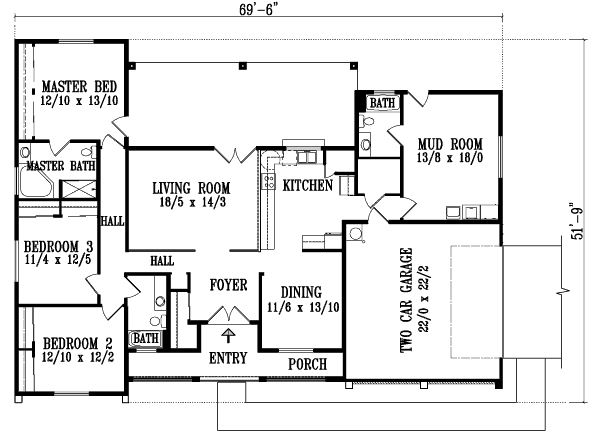 Adobe / Southwestern Floor Plan - Main Floor Plan #1-901