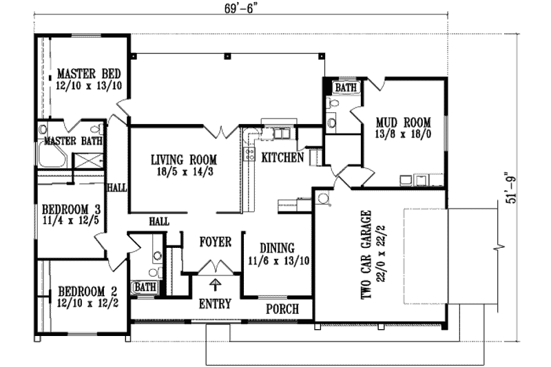 Dream House Plan - Floor Plan - Main Floor for Adobe / Southwestern House Plan #1-901 - 3 bed, 3 bath