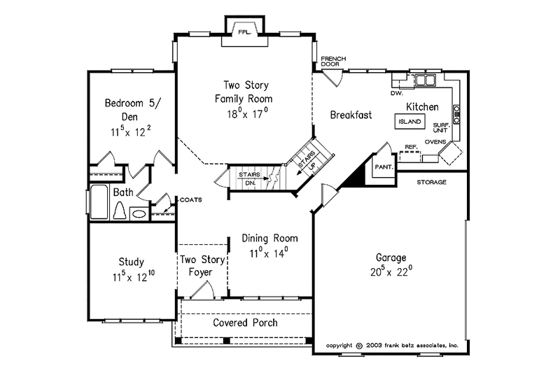 Architectural House Design - Floor Plan - Main Floor for Colonial House Plan #927-927 - 5 bed, 4 bath