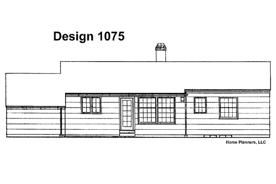Exterior - Rear Elevation for Ranch House Plan #72-491 - 3 bed, 2 bath