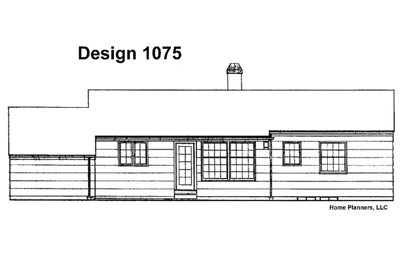 Home Plan - Exterior - Rear Elevation for Ranch House Plan #72-491 - 3 bed, 2 bath