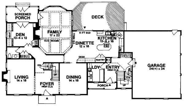Architectural House Design - Colonial Floor Plan - Main Floor Plan #328-206