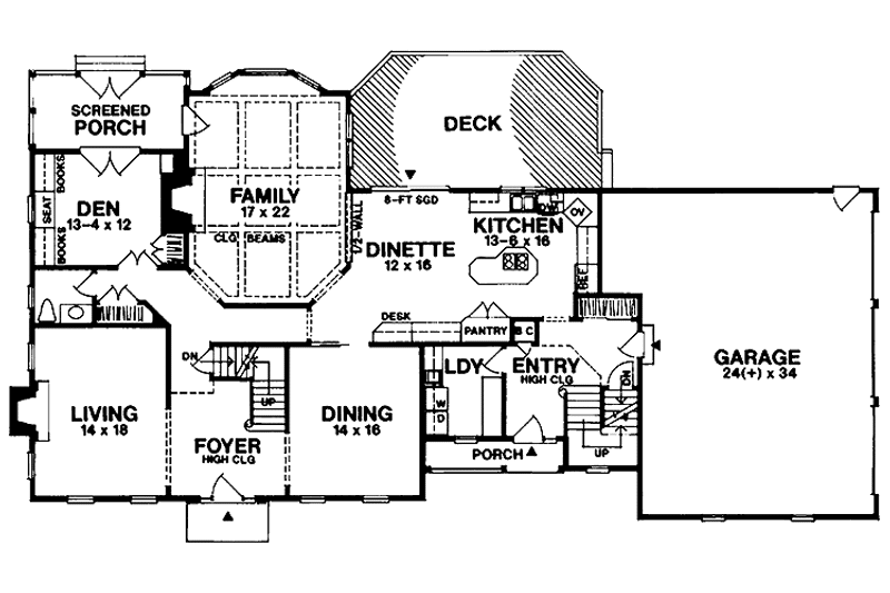 House Blueprint - Floor Plan - Main Floor for Colonial House Plan #328-206 - 4 bed, 3.5 bath