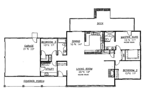 Floor Plan - Main Floor for Ranch House Plan #60-802 - 3 bed, 2 bath