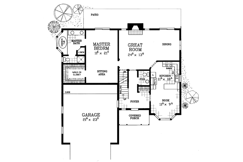 Architectural House Design - Floor Plan - Main Floor for Colonial House Plan #72-1117 - 4 bed, 3.5 bath