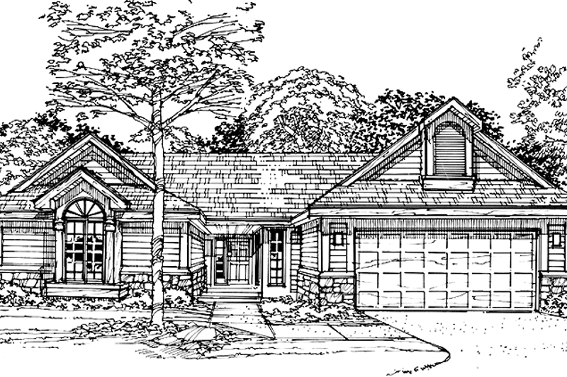 Architectural House Design - Prairie Exterior - Front Elevation Plan #320-1119