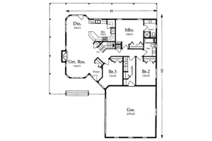 Floor Plan - Main Floor for Ranch House Plan #409-110 - 3 bed, 2 bath