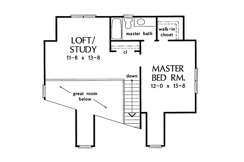 Home Plan - Floor Plan - Upper Floor for Country House Plan #929-211 - 2 bed, 2 bath