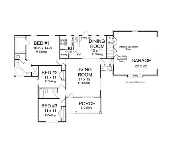 House Plan Design - Traditional Floor Plan - Main Floor Plan #513-2122