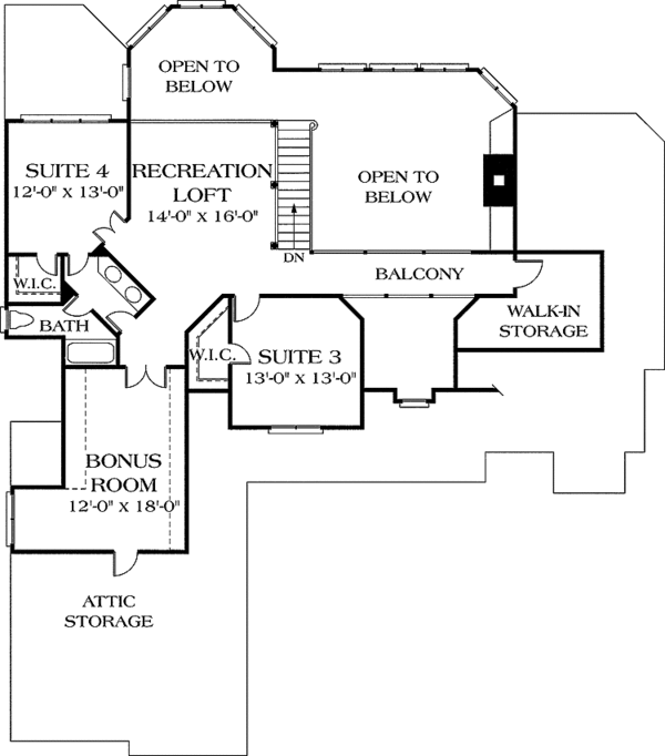 House Design - Traditional Floor Plan - Upper Floor Plan #453-99