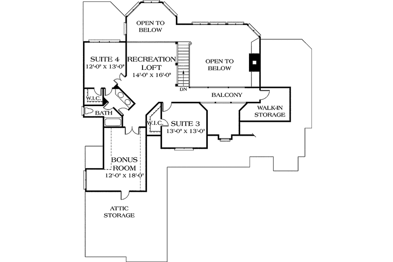 Dream House Plan - Floor Plan - Upper Floor for Traditional House Plan #453-99 - 4 bed, 3 bath