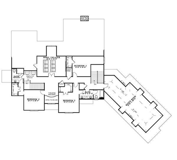 House Blueprint - European Floor Plan - Upper Floor Plan #17-2380