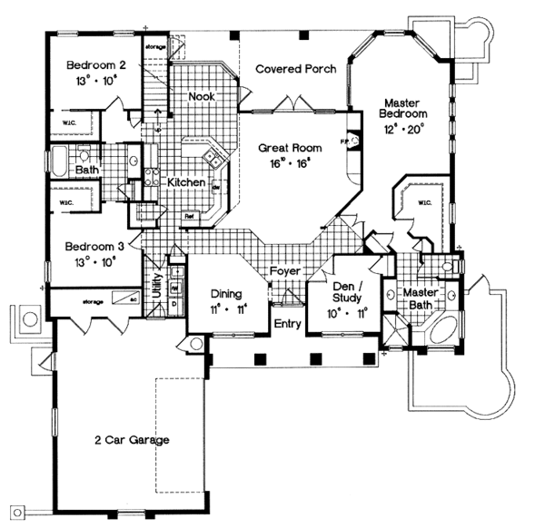 Architectural House Design - Mediterranean Floor Plan - Main Floor Plan #417-649