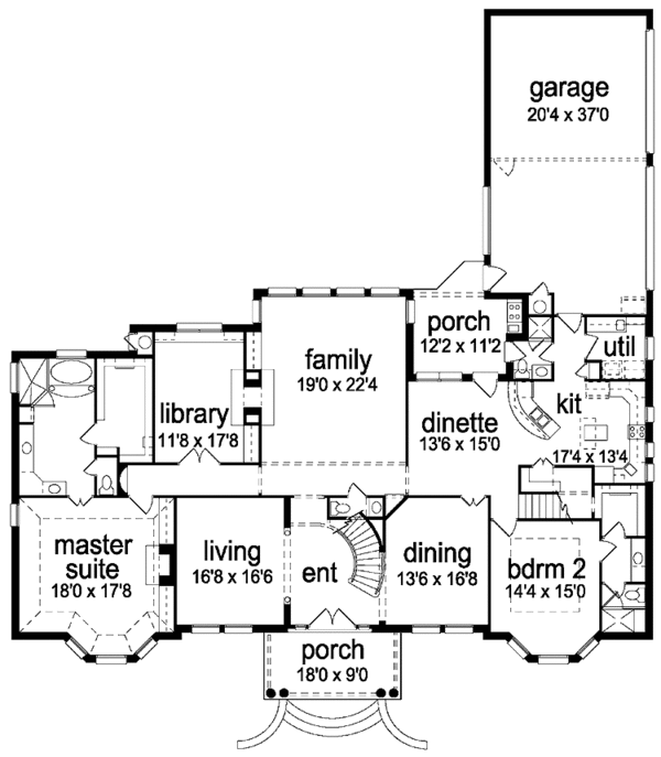 House Blueprint - Colonial Floor Plan - Main Floor Plan #84-741