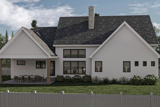 Exterior - Rear Elevation for Farmhouse House Plan #455-440 - 3 bed, 2.5 bath