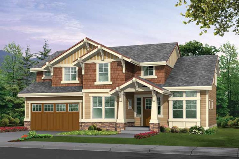 House Blueprint - Craftsman Exterior - Front Elevation Plan #132-303