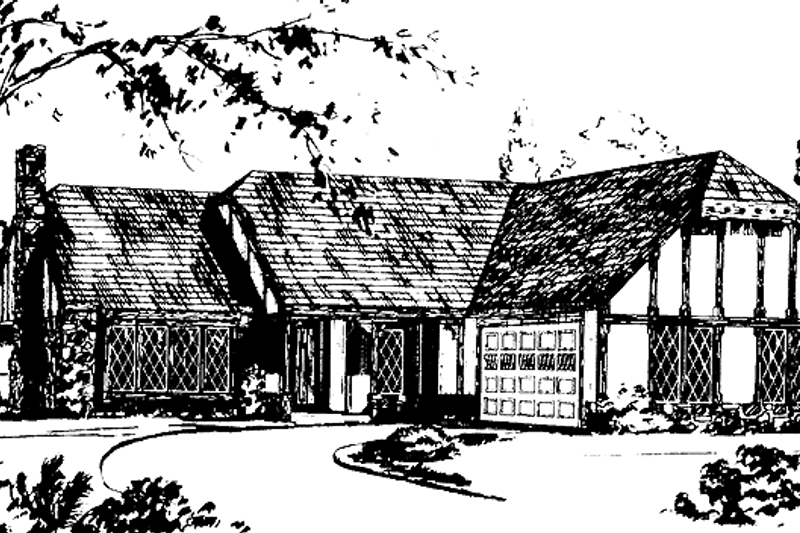 Architectural House Design - Tudor Exterior - Front Elevation Plan #36-534