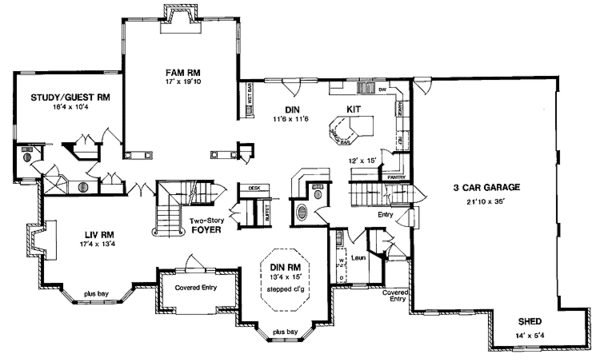 Dream House Plan - Traditional Floor Plan - Main Floor Plan #316-228