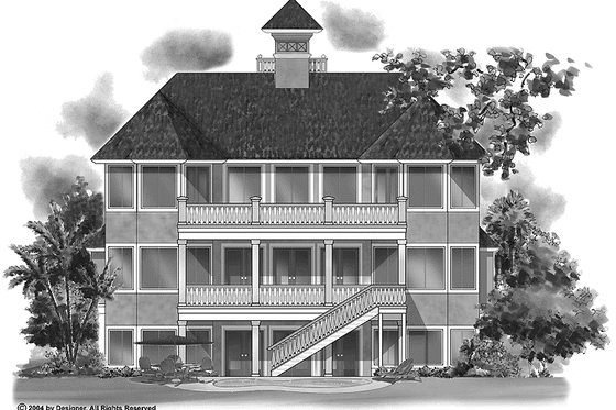 Exterior - Rear Elevation for Mediterranean House Plan #930-137 - 3 bed, 3.5 bath