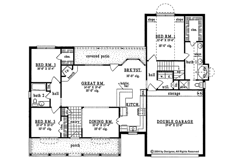 Home Plan - Floor Plan - Main Floor for Country House Plan #42-541 - 3 bed, 2 bath