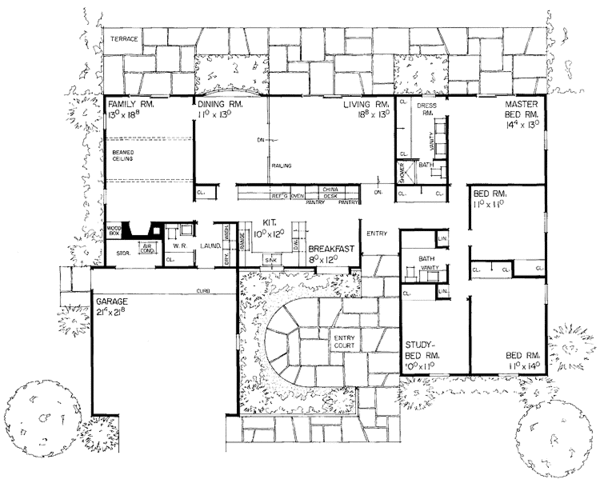 Architectural House Design - Ranch Floor Plan - Main Floor Plan #72-573