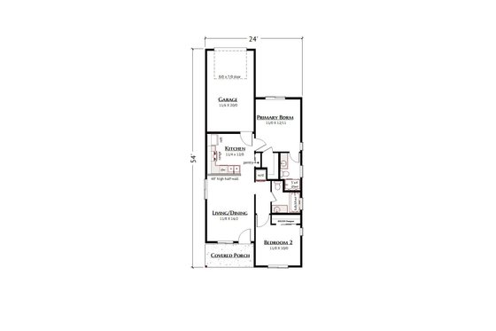 Floor Plan - Main Floor for Modern House Plan #1099-6 - 2 bed, 2 bath