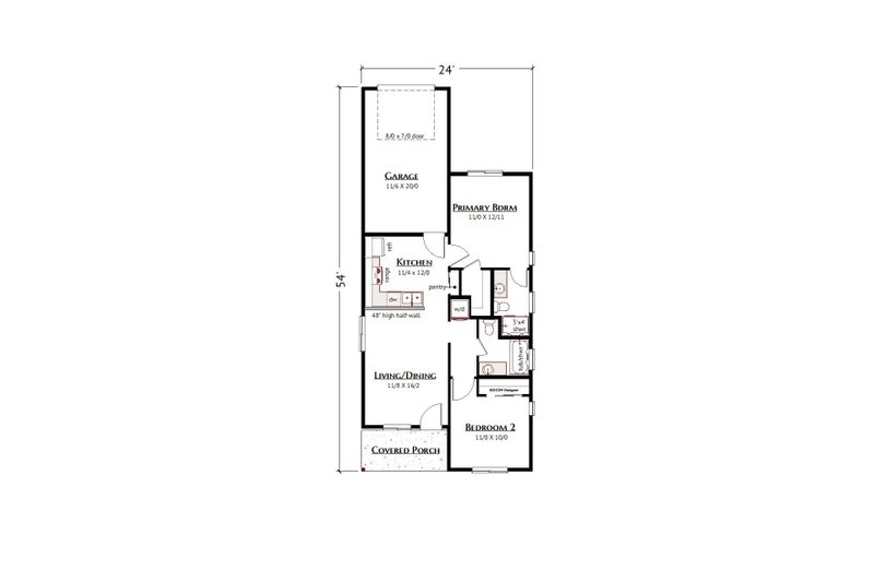 Home Plan - Floor Plan - Main Floor for Modern House Plan #1099-6 - 2 bed, 2 bath