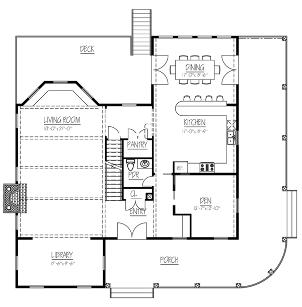 Architectural House Design - Colonial Floor Plan - Main Floor Plan #1061-6