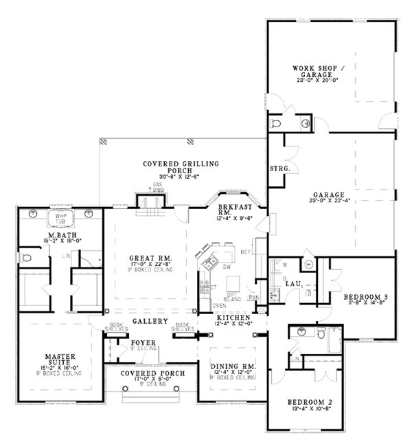 House Blueprint - Colonial Floor Plan - Main Floor Plan #17-2954