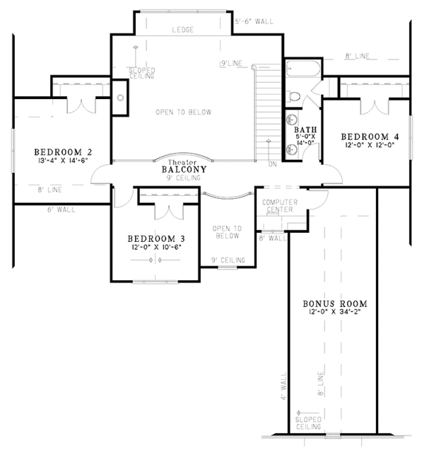 Architectural House Design - Country Floor Plan - Upper Floor Plan #17-3048