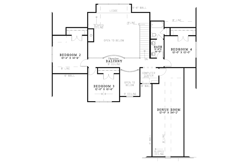 Dream House Plan - Floor Plan - Upper Floor for Country House Plan #17-3048 - 4 bed, 2 bath