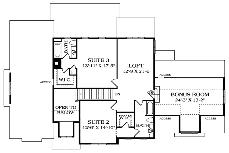 Home Plan - Floor Plan - Upper Floor for Craftsman House Plan #453-445 - 3 bed, 3.5 bath