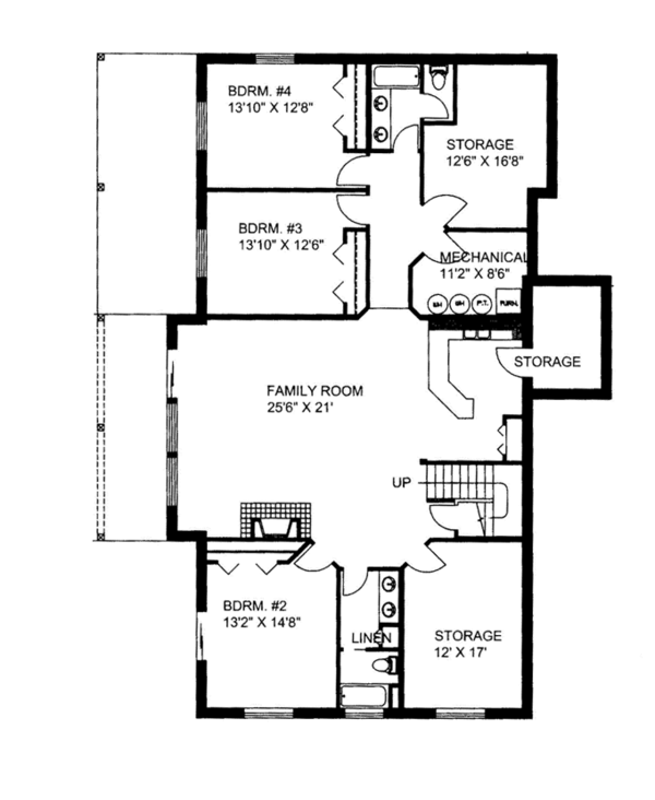 Architectural House Design - Ranch Floor Plan - Lower Floor Plan #117-850