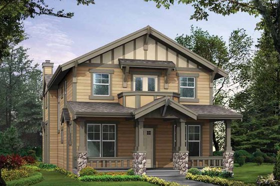 Exterior - Front Elevation 3 for Craftsman House Plan #132-296 - 3 bed, 2.5 bath