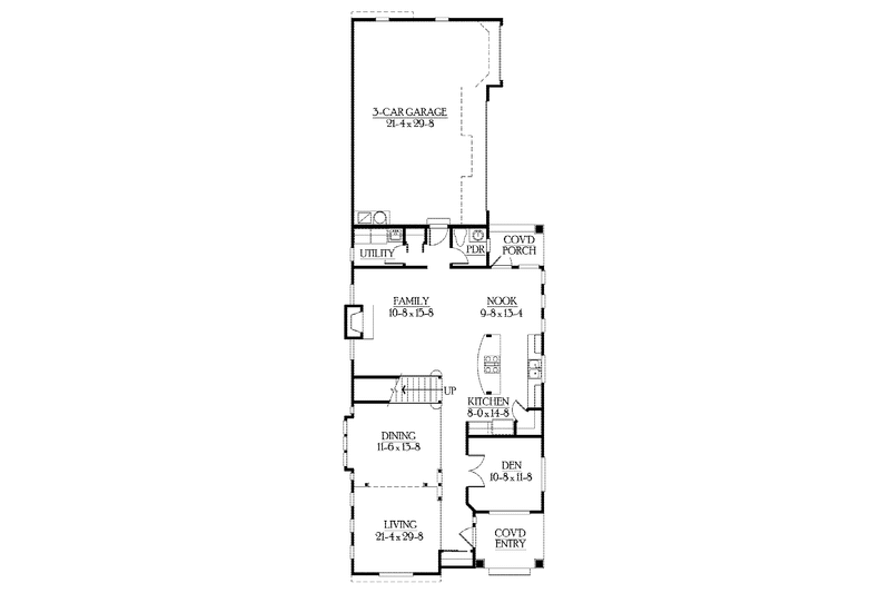Home Plan - Floor Plan - Main Floor for Craftsman House Plan #132-385 - 4 bed, 2.5 bath