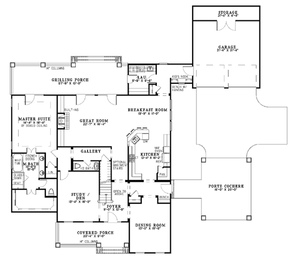 House Plan Design - Colonial Floor Plan - Main Floor Plan #17-2860