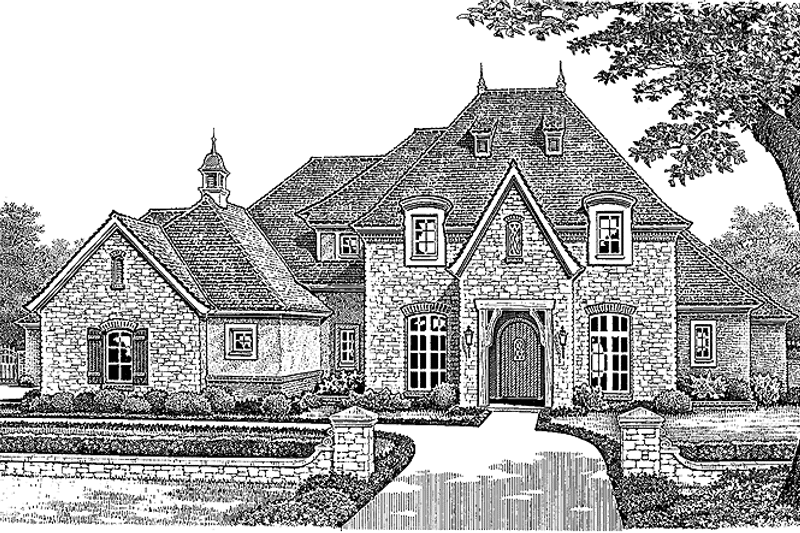 House Blueprint - Exterior - Front Elevation 3 for Classical House Plan #310-1201 - 4 bed, 4 bath