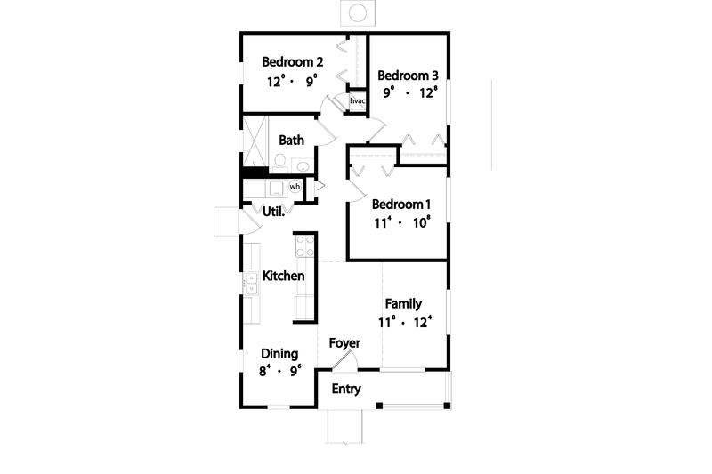 Dream House Plan - Floor Plan - Main Floor for Craftsman House Plan #417-635 - 3 bed, 1 bath