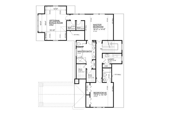 Floor Plan - Upper Floor for Bungalow House Plan #30-339 - 3 bed, 3.5 bath