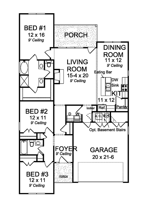 Architectural House Design - Country Floor Plan - Main Floor Plan #513-2166